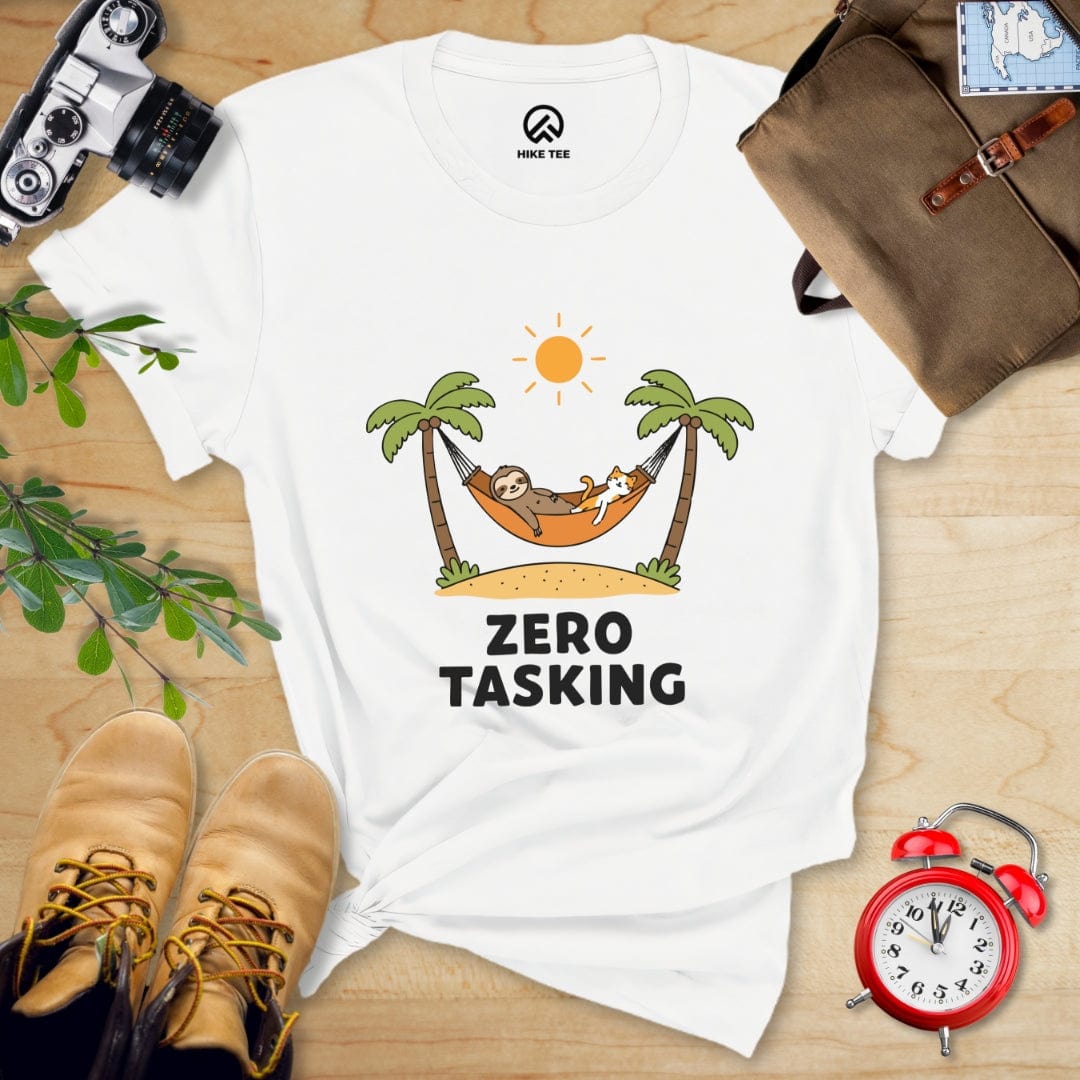 Hike Tee T-Shirt White / S Zero Tasking Sloth And Cat Shirt