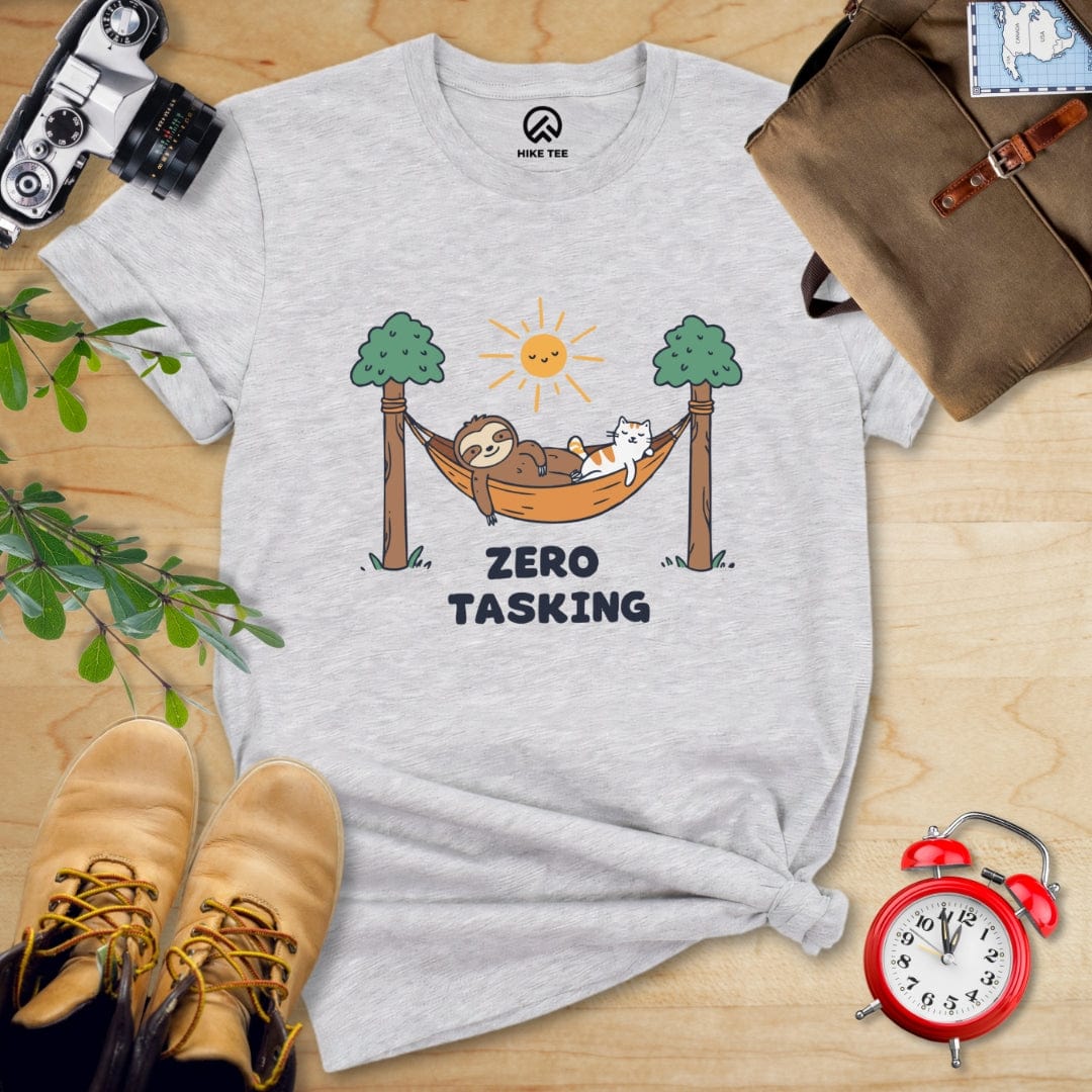 Hike Tee T-Shirt Athletic Heather / S Zero Tasking Sloth On Hammock Shirt