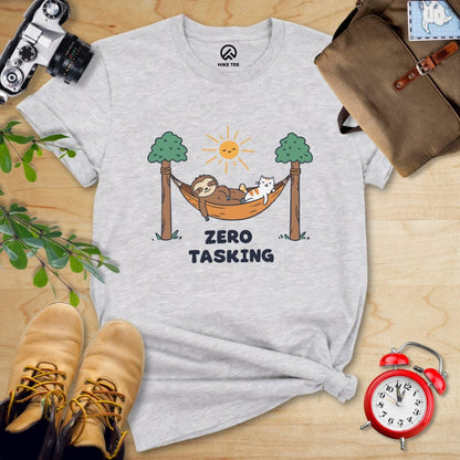 Hike Tee T-Shirt Athletic Heather / S Zero Tasking Sloth On Hammock Shirt