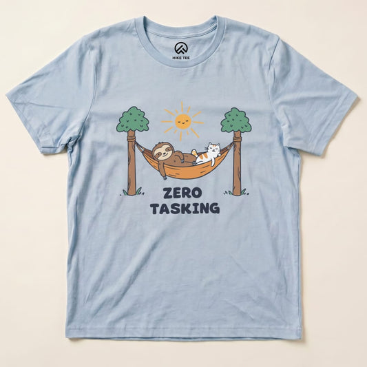 Hike Tee T-Shirt Baby Blue / S Zero Tasking Sloth On Hammock Shirt