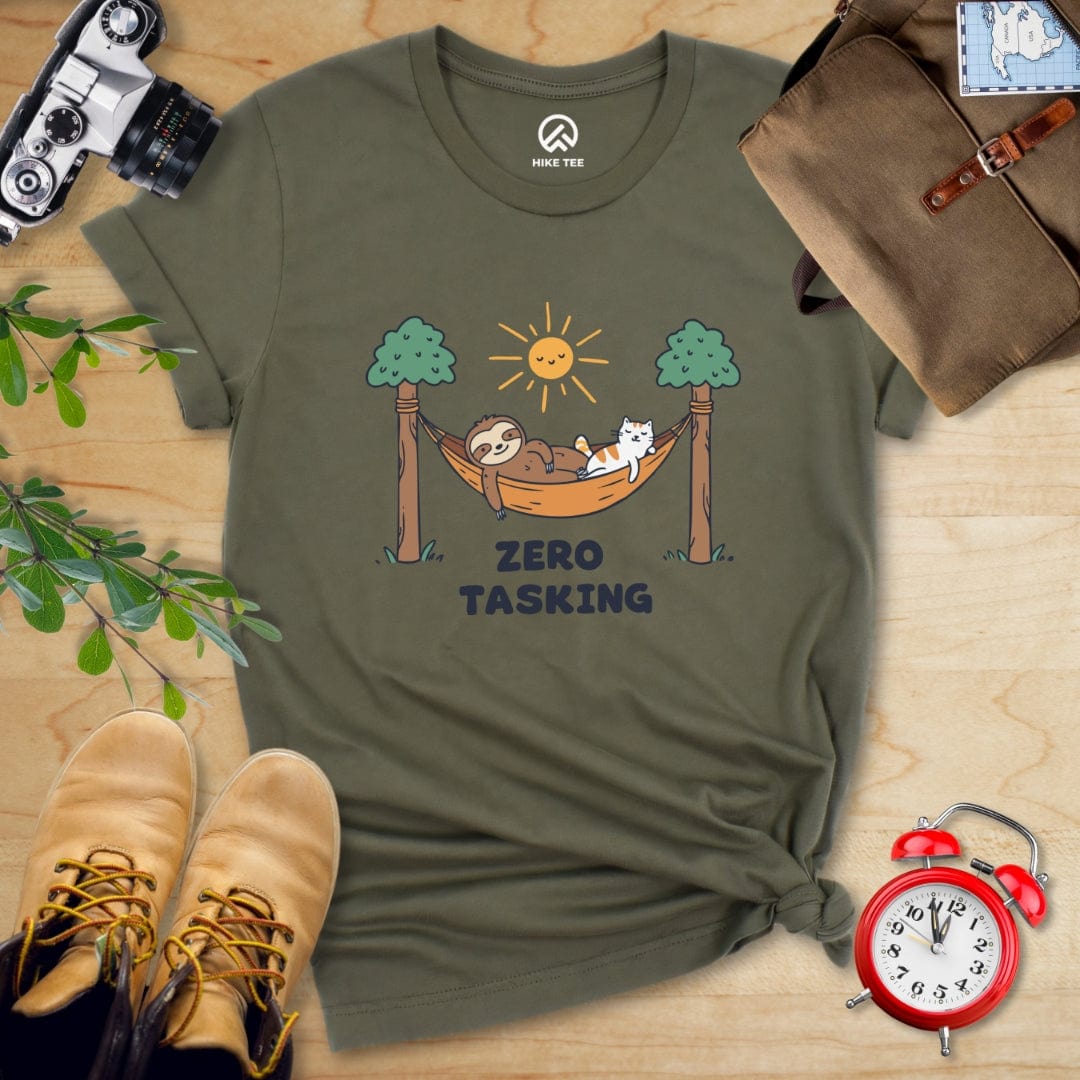 Hike Tee T-Shirt Military Green / S Zero Tasking Sloth On Hammock Shirt