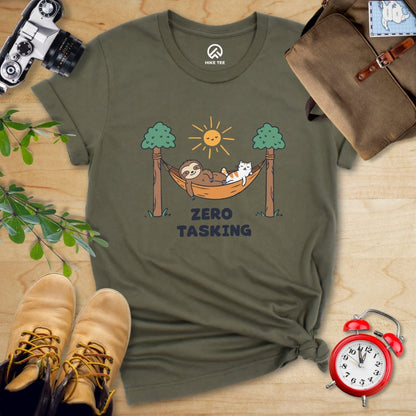 Hike Tee T-Shirt Military Green / S Zero Tasking Sloth On Hammock Shirt