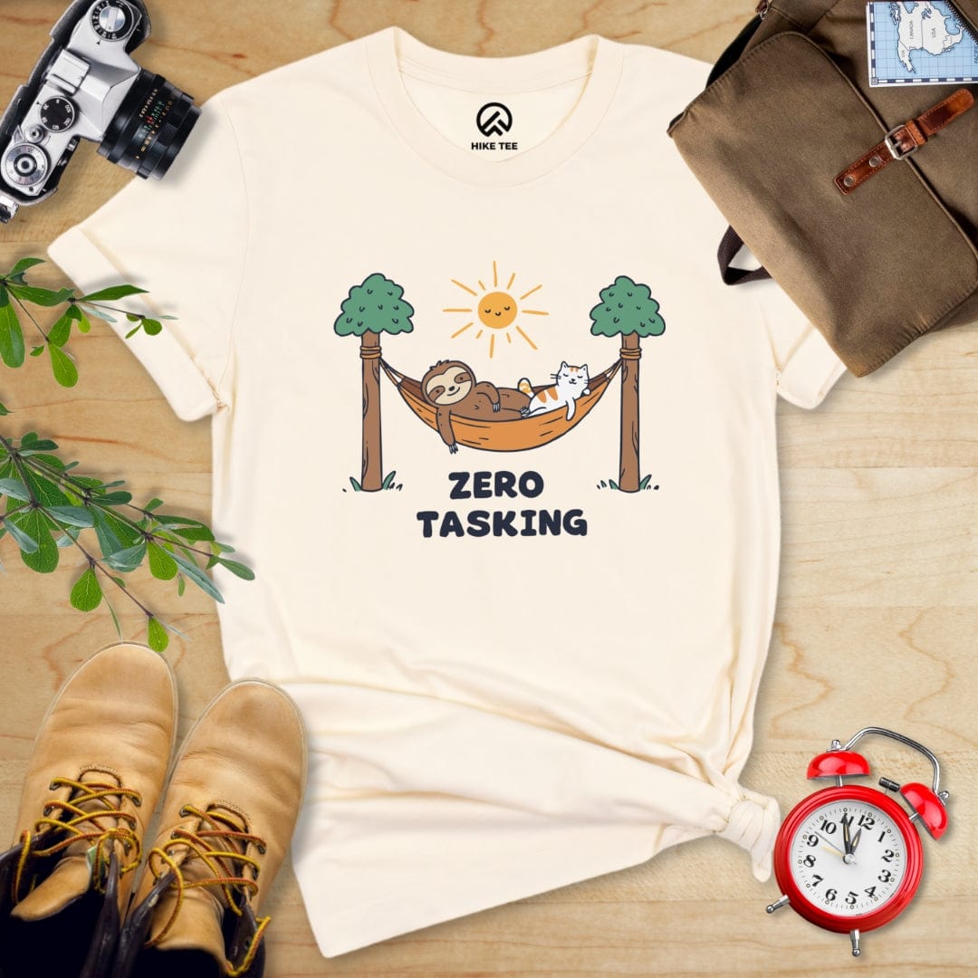 Hike Tee T-Shirt Natural / S Zero Tasking Sloth On Hammock Shirt