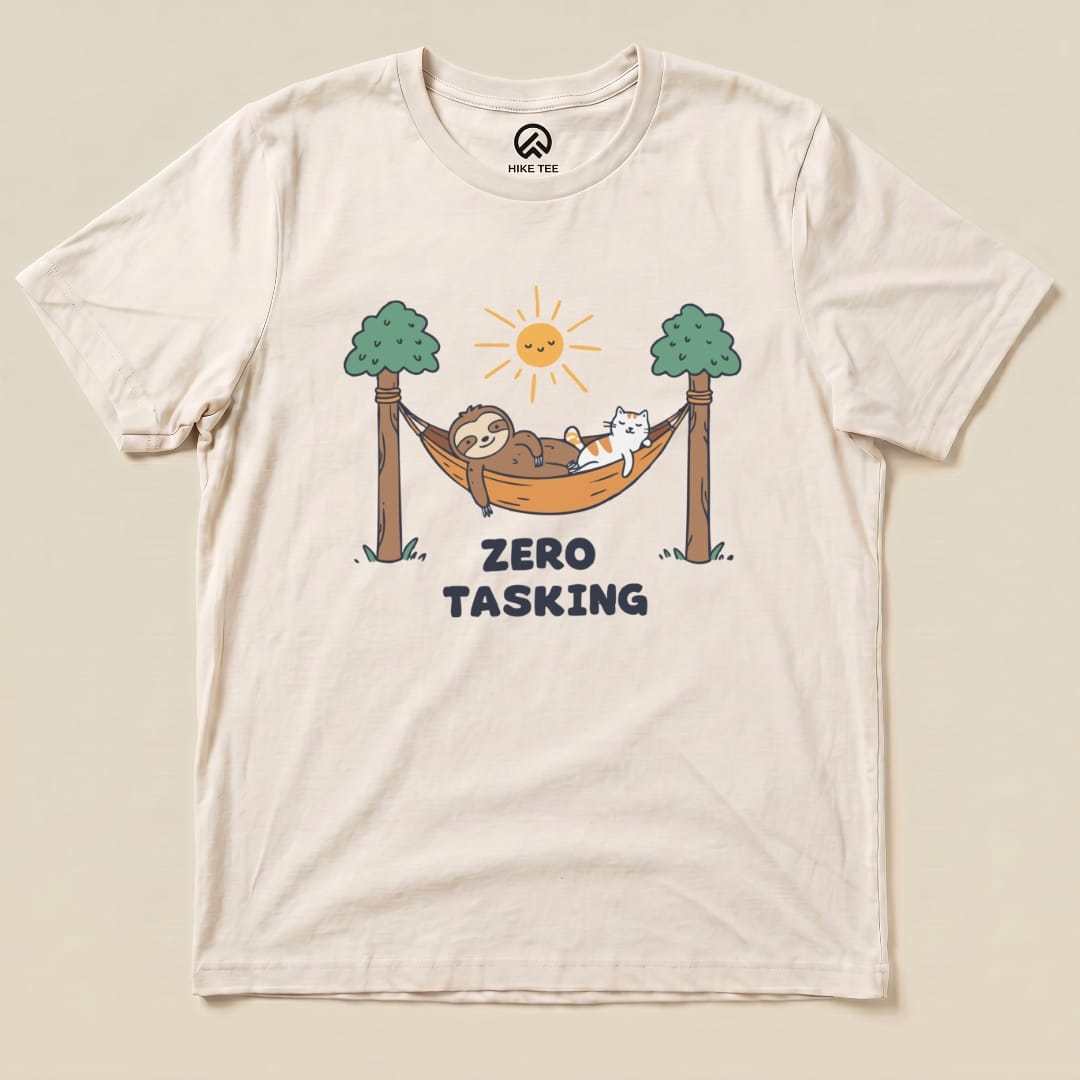 Hike Tee T-Shirt Natural / S Zero Tasking Sloth On Hammock Shirt