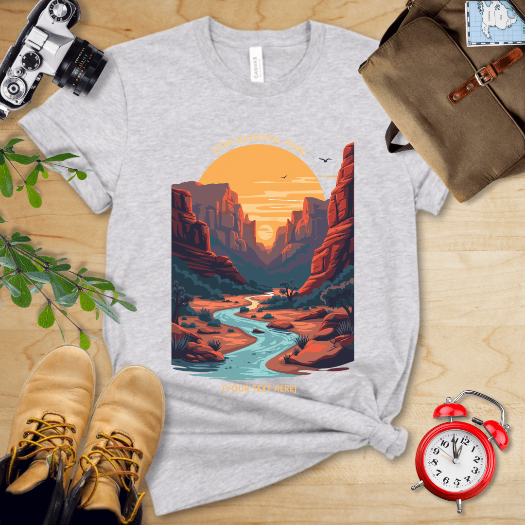 AnywherePOD T-Shirt Athletic Heather / S Zion National Park Shirt + Personalization