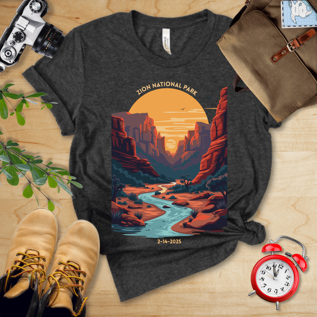 AnywherePOD T-Shirt Dark Grey Heather / S Zion National Park Shirt + Personalization