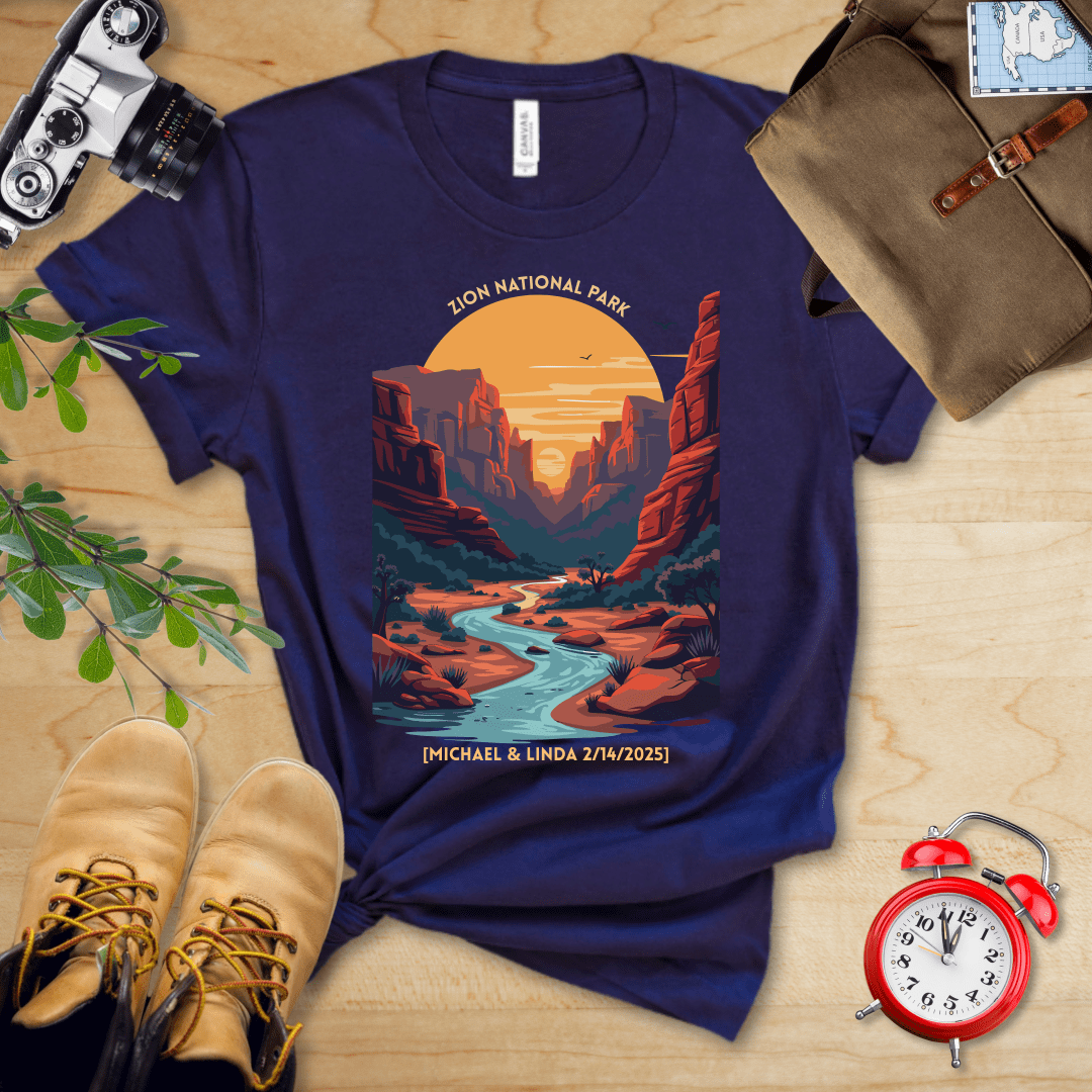 AnywherePOD T-Shirt Navy / S Zion National Park Shirt + Personalization